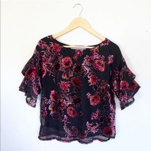 Lily white Velvet Blouse in Black and Pink